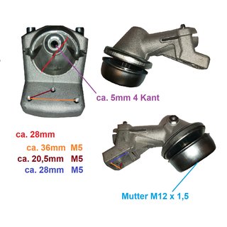 Motorsensengetriebe Getriebe Stihl FS 160, 180, 220, 280, 290, 400, 480 Motorsense, Sense, Trimmer, für 28mm, 5,4mm 4 kant