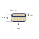 Ovalluftfilter 151.3 x68 x78 mm für Kawasaki Motoren