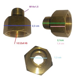 Adapter 1/2 IG auf M14x1,5 AG Sprhgert, Gartenschlauch, Motorsprher, Motorspritze, Sprhlanze Lanze