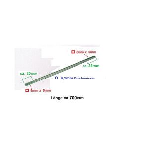 Biegsame Welle 6,2 mm, 700 mm, 5mm vierkant flexible fr Rckenmotorsense Sense Flexwelle