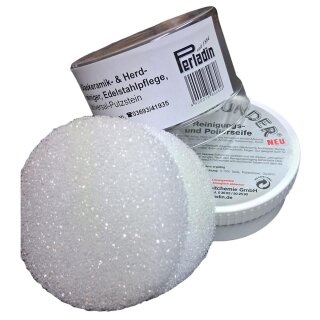 Perladin Putzwunder - Edelstahlpflege - Reinigungs- und Polierseife mit Schwamm