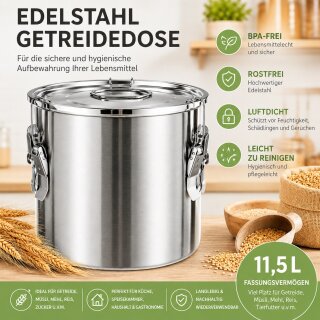 Edelstahl Getreidedose Vorratsbehälter 11,5L BPA-frei