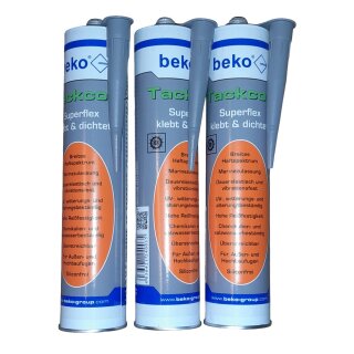 3x Beko Tackon Superflex grau 310ml Kleb- & Dichtstoff