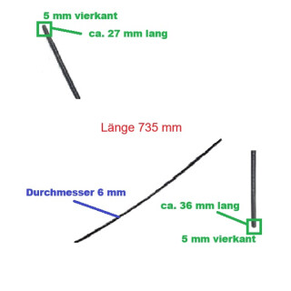 Biegsame Welle 5mm 735 vierkant flexible Welle fr Motorsense Sense Flexwelle