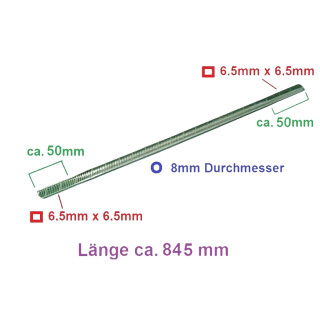 Biegsame Welle 6,5mm 845mm vierkant flexible fr Rckenmotorsense Sense Flexwelle