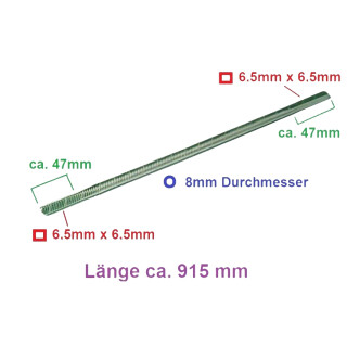 Biegsame Welle 6,5mm 915 mm vierkant flexible fr Rckenmotorsense Sense Flexwelle