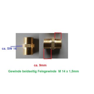 Adapter AG AG 14 x 1,5 Messing Gewindemuffe