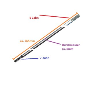 Welle starr 7 Zahn 9 Zahn 7,9 mm ca. 762 mm lang fr Motorsense Sense