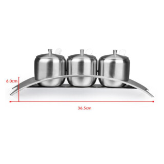 Edelstahl Gewrzset mit Lffel, Deckel & Stnder